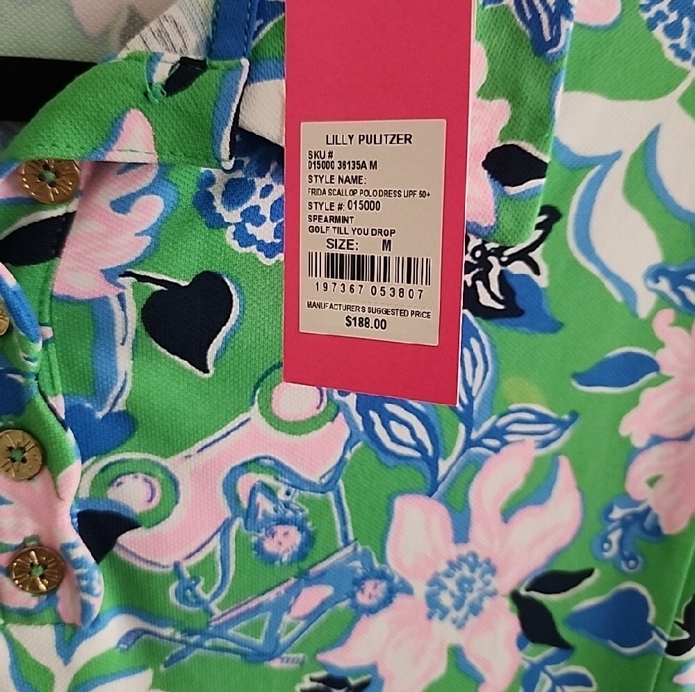 NWT Lilly Pulitzer Frida Scallop Polo Dress Medium Golf Till You Drop - Picture 2 of 4